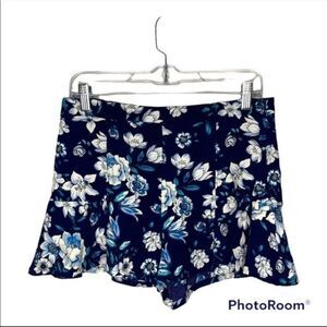 Forever 21 Blue White Floral High Waist Shorts Medium
